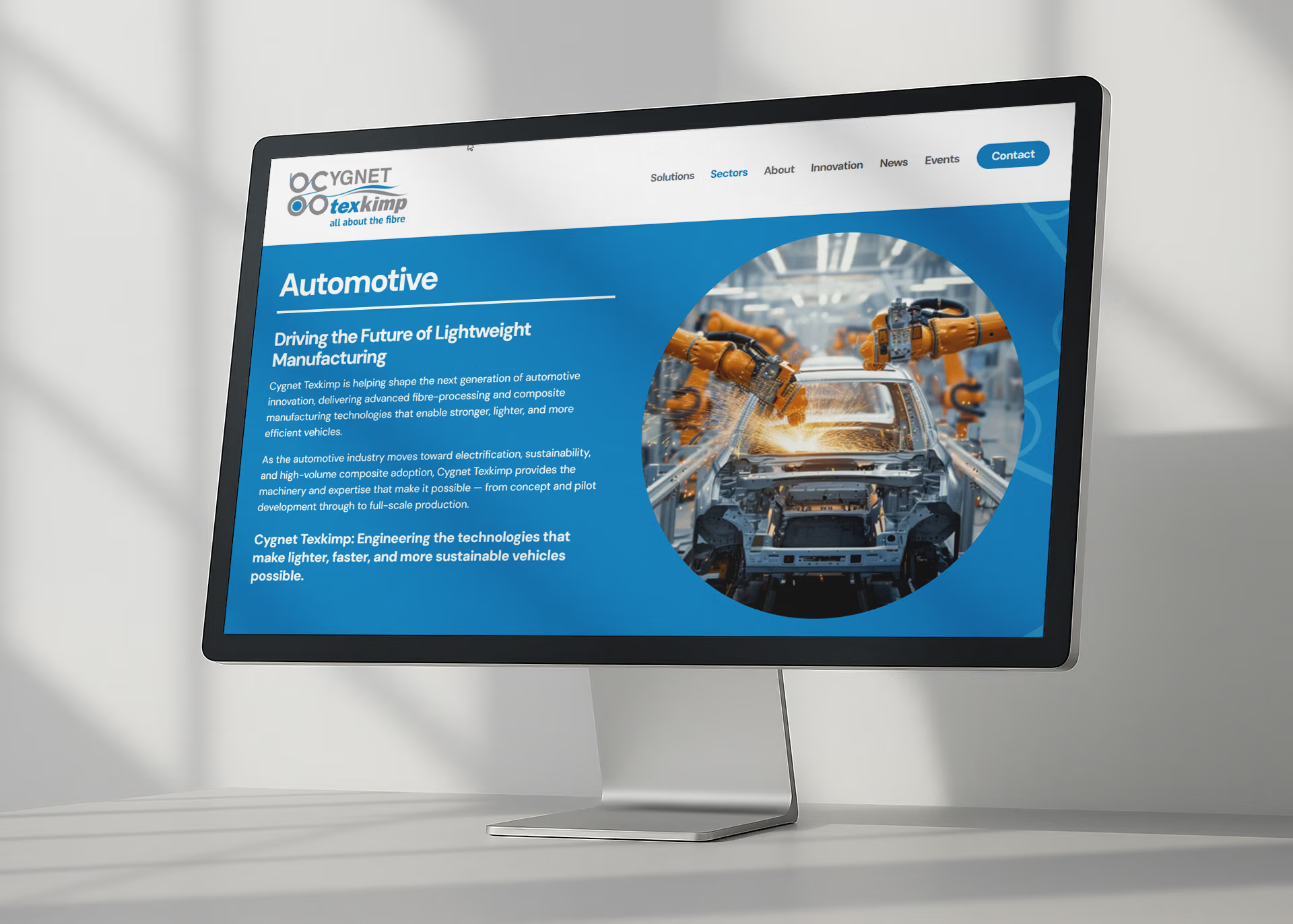 Cygnet Texkimp Website on a computer screen