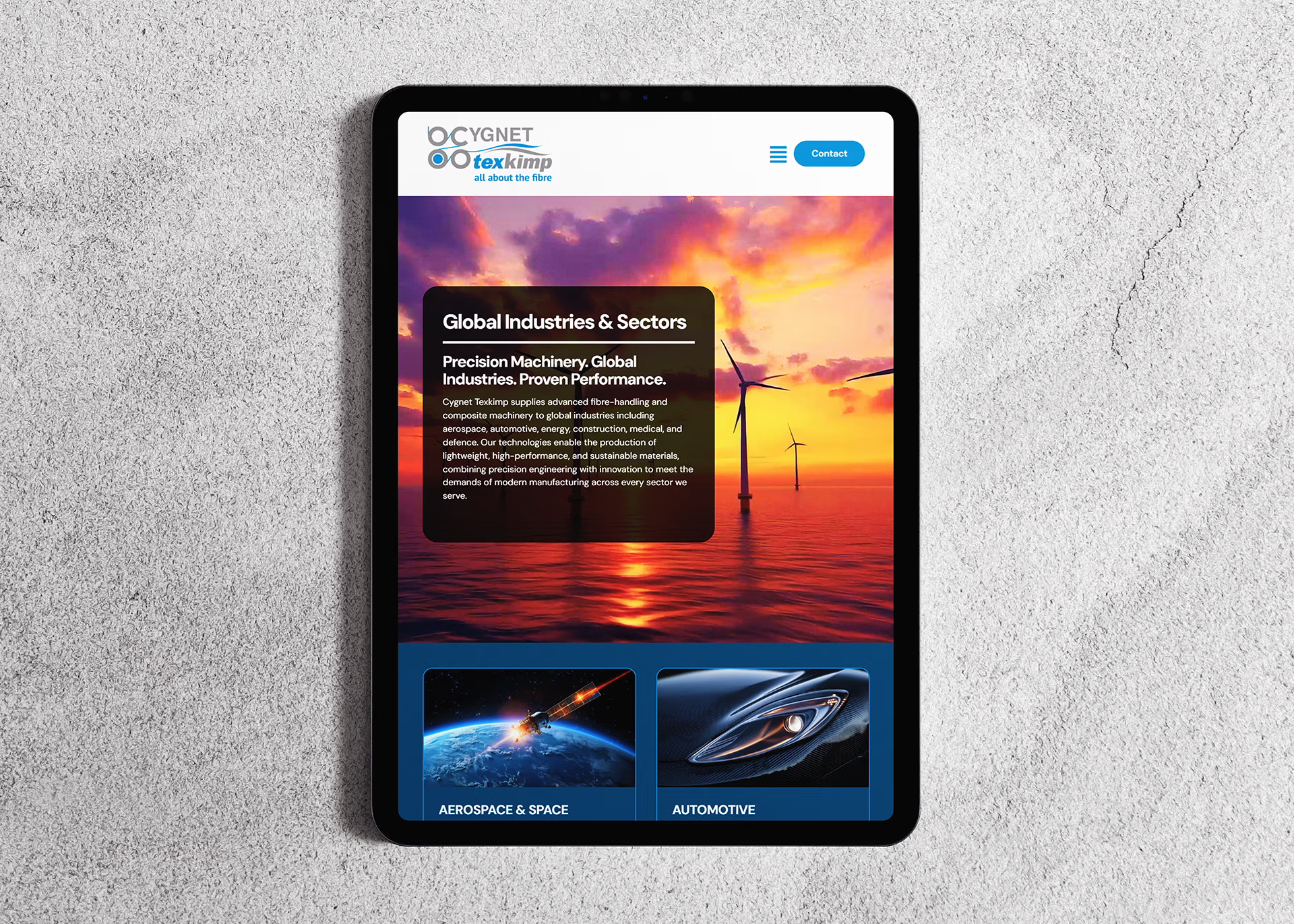 Cygnet Texkimp launches new website on a tablet